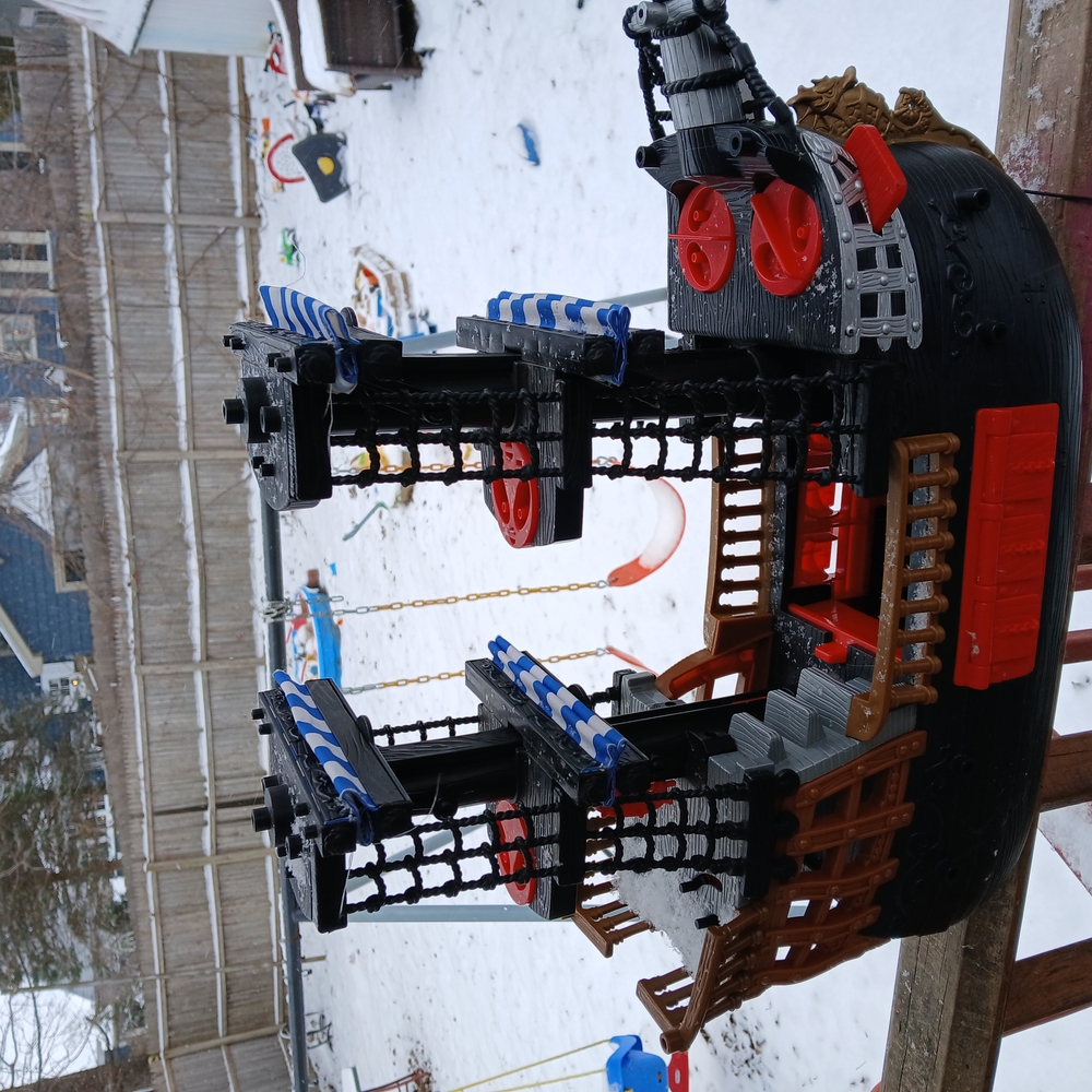 Pirate Ship Toy with Red and Black Accents
